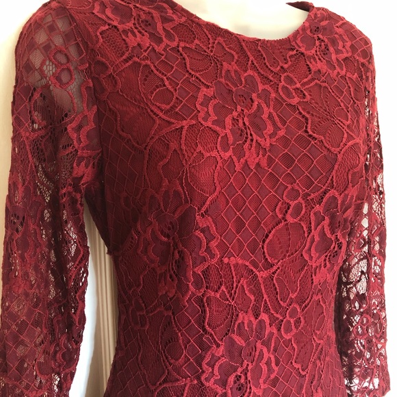 Jessica Simpson red lace midi sheath dress - Picture 5 of 8